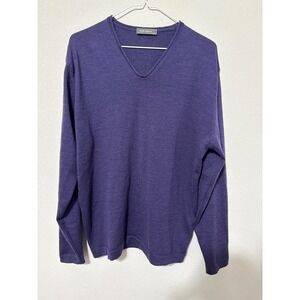 Emile Lafaurie 100% Merino Wool Purple V Neck Sweater Men's Large *Read*